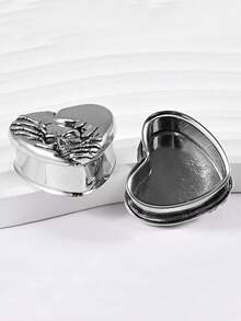 1对朋克复古不锈钢分叉心形无花果骷髅耳洞耳扩耳扩加强穿孔扩张腰部鞍形耳环日常佩戴 - 1對心形鬼頭耳擴 - 查看 3