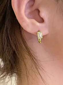 1 Pair Romantic Cubic Zirconia Drop Earrings For Women For Wedding Engagement Anniversary Party Jewelry Valentine's Day Gift - Yellow Gold - View 3