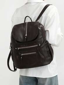 都市背包 | 诠释通勤美学，适用于各种场景 全粒面皮革纹理 多口袋模块化系统，一套装备，助您解锁商务出行的绝对视觉主导权 - 彩色 - 查看 4