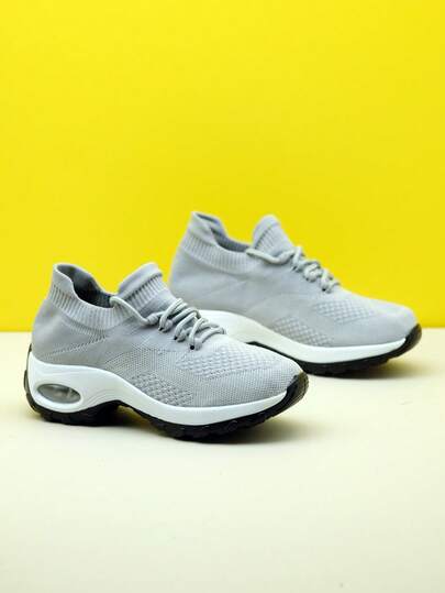 Damskor med stickning, stötdämpande snörskor, dansskor