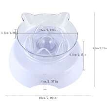 15° Tilted Transparent Plastic Cat Bowl, Cute Round Bottom Slanted Rim Single Pet Feeding Bowl - White - View 7