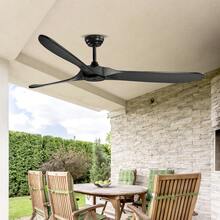 72 Zoll Deckenventilator ohne Licht, 6-Gang-Fernbedienung, 3 Holzflügel, umkehrbarer Gleichstrommotor, moderner, flacher Unterputz-Außenventilator für Schlafzimmer, Wohnzimmer, Terrasse, Innen-/Außenbereich, schwarz - 3 Holzflügel (schwarz) - Übersicht 9