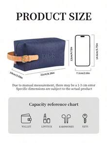 Dior限量版帆布化妆包 - 大号洗漱包，奢华圣诞假日礼物 - 寶藍色 - 查看 7