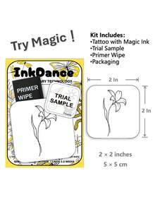 1 Kit "Lily" Revolutionary Technology Tattoos, Semi-Permanent Tattoos, Temporary Tattoos, Men Hand Tattoo, Long Lasting, Fake Tattoos, Water-Resistant, Authentic Tattoo Look, Plant-Based MNF020 - Black - View 3