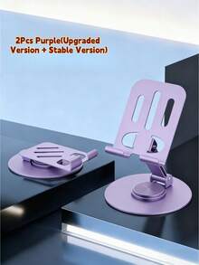 可折叠铝合金金属桌面手机支架，360°旋转可调节，口袋大小，带防滑底座和充电端口，便携式旅行和办公配件，兼容、iPad、Kindle、安卓智能手机和平板电脑，灰紫色 - 彩色 - 查看 20