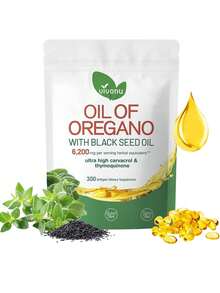 OIL OF OREGANO--WITH BLACK SEED OIL|6,200mg Per Serving Herbal Equivalent**|Ultra High Carvacrol &Thymoquinone|300 Softgels Dietary Supplement - 1PC - 查看 8