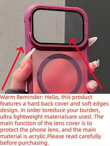 Luxury Lens Frame Bracket Magnetic Phone Case Compatible With IPhone 17 Pro Max 17 16 15 14 Plus 13 12 Pro Max 11, Wireless Charging Shockproof Armor Protective Case With Lens Glass - Burgundy - View 9