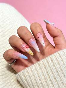 96片春季花卉浮雕美甲贴纸，3D爱心、字母、花朵、蝴蝶结、杏仁形美甲贴花，增添浪漫氛围，适合日常约会，美甲用品 - 彩色 - 查看 7