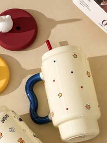 Taza de café de cerámica con tapa y pajita de Miffy de gran capacidad con licencia oficial - Adorable taza decorativa con forma de conejo de anime japonés 3D - Recipiente perfecto para bebidas calientes/frías en el hogar/oficina - Regalo ideal de cumpleaños/festividad para adolescentes, adultos y fans del anime - Multicolor - Ver 9