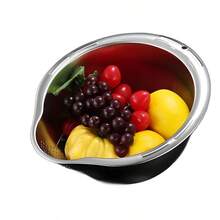 不锈钢加厚斜底淘米盆，蔬菜清洗滤篮，厨房漏勺，学习用品，圣诞礼物 - 瀝水籃 - 查看 10