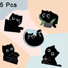 5/10pcs Cute Black Cat Magnetic Bookmarks, Gift For Women Book Lovers - Cat - View 14