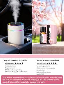 1 180ml Car Humidifier,Mini Moisturizer For Car With Romantic Colorful Night Light.Features Large Mist Output,Quiet Operation,Auto-Timer,2 Working Mode.Compatible With Essential Oils (6 Scents Available)Applicable Car,Office,Bedroom,Living Room,Study - Black and White - View 20