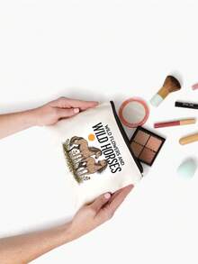 Wild Flowers And Wild Horses Pattern Makeup Bag, Cartoon Fun Multi Functional Canvas Bag, Charger Storage Bag,Travel Essential Makeup Bag: Girls' Travel Survival Bag, Men's And Women's Zipper Bag, Cosmetics, Makeup And Travel Essential Lightweight Reception Bag, Perfect Gift For Teenagers, Birthday And Travel Accessories,Holiday Gifts - Multicolor - View 7