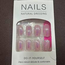 Medium And Long European Square Nail Patch, Pink Flash Electroplated Fake Nail Patch Removable 24 Pieces In A Box - Y1381-Z[果凍膠+搓條款] - 查看 6