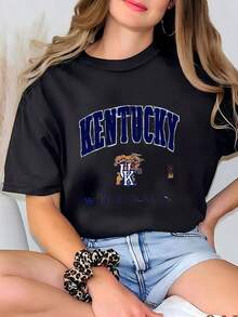 2026 Summer Tops Womens Vintage   Boxy Sweatshirt Large   Logo Sweater University Of Kentucky Boxy Crewneck Size L T-ShirtLoose And Comfortablesummer Clothes - màu đen - Xem 2