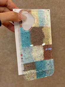 Plaid Painted Epoxy Glitter Minimalist Shockproof Thick Phone Protective Case Compatible With Iphone 17/17 Pro/17 Pro Max, 16/11/16 Pro/16 Plus/16 Pro Max/16e, 15 Pro Max, 13/14/12/XS/XR, 15 Pro Max, 16 XR/7/8, 16 Pro Max, 15 Pro Max, 12 Pro Max, 13 Pro Max, 14 Pro Max, 13, 11, 12 Pro, 14, P11 Soft Shell, P12 Anti-Drop, XS.XR Phone Case, Protective Cover - Multicolor - View 4