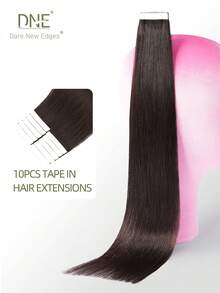 DNE HAIR 10件組 100% 真人髮無縫隱形接髮片，14-22英吋長，1B自然色直髮，柔軟順滑，適合細髮，高品質濃密髮尾，適合女性日常使用與美髮沙龍 - S1B - 查看 1