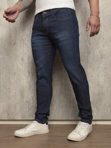 Men Pants - 中等水洗藍 - 查看 10