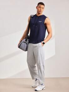 Driftmere 男士连帽无袖上衣，夏季时尚 - 藏蓝色 - 查看 4