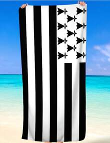 Dau De La Province De Bretagne Brittany Flag Design Beach Towel GiftUnique Basketball Team Designs, Fun Patterns, Suitable For Wo, Pool , And Showers. 3g Beach Towel, Uni. High-Quality Absorbent Fabric, Suitable For All Seasons, Soft To The Touch, Durable. Quick-Drying, An Essential Item For Summer Beaches, Pools, And Sand Baths. H56, A Vacation Must-Have. - Image Color - View 1