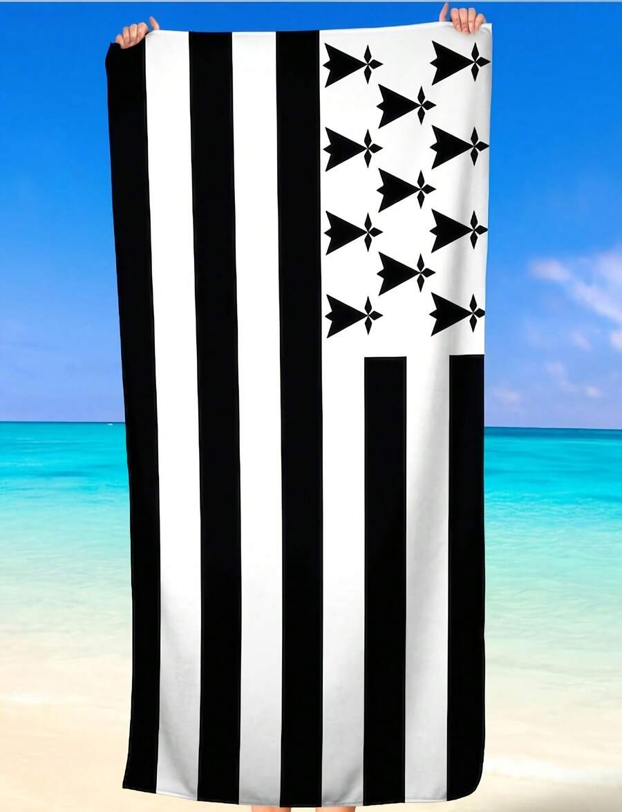 Dau De La Province De Bretagne Brittany Flag Design Beach Towel GiftUnique Basketball Team Designs, Fun Patterns, Suitable For Wo, Pool , And Showers. 3g Beach Towel, Uni. High-Quality Absorbent Fabric, Suitable For All Seasons, Soft To The Touch, Durable. Quick-Drying, An Essential Item For Summer Beaches, Pools, And Sand Baths. H56, A Vacation Must-Have. - Image Color - View 1