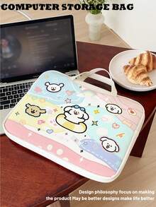 This 1-Piece Cartoon Rainbow Puppy Laptop Tote Bag Is Made Of PU Leather, Is Waterproof And Shockproof, And Fits 16-Inch/15-Inch/14-Inch Laptops. Lightweight And Practical, It's Designed For Travel And Makes A Perfect Ramadan Gift. - Multicolor - View 9