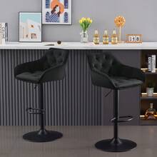 AINPECCA Bar Stools Set Of 2/4 Modern Height Adjustable Swivel Breakfast Bar Stools With Velvet Cushion Arms Backs Barstools For Home Counter Kitchen - Black - View 6