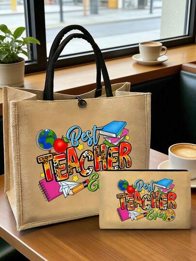 Túi xách vải lanh in chữ cái dành tặng thầy cô, ví đựng mỹ phẩm, túi mua sắm đa năng, quà cảm ơn thầy cô, túi xách vải lanh cỡ lớn dành cho nữ, túi đựng đồ dùng cá nhân tiện dụng, túi mua sắm đa chức năng, quà tặng tri ân, thiết kế sáng tạo, dung tích lớn, thích hợp làm quà tặng cho người yêu và bạn bè, phù hợp cho các dịp lễ, sử dụng hàng ngày, đi chợ, mua sắm siêu thị.