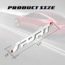 Metal Car Sport Sticker Car Sport Emblems 3D Premium Car Side Fender Rear Trunk Emblem Logo Badge Decals Car Exterior Decoration Accessories Car Emblem Fit For All Cars Bumper Window - Bạc sáng - Xem 2