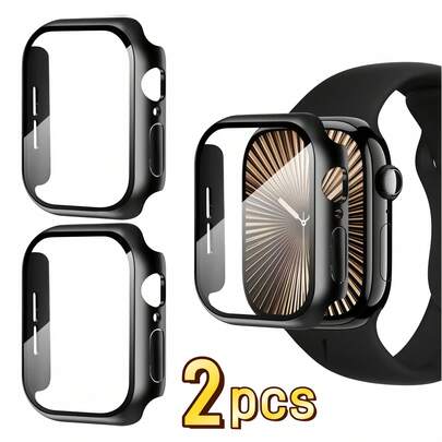 2-In-1 Protective Case For Apple Watch Series 10/11 - 42mm/46mm, Series 7/8/9 - 41mm/45mm, Built-In 9H Hardness Tempered Glass Screen Protector, Full Body Protection, One-Click Installation, Compatible With Charger, Ultra-Thin Protective Case For Apple Watch, All-In-One Protective Case And Screen Protector
