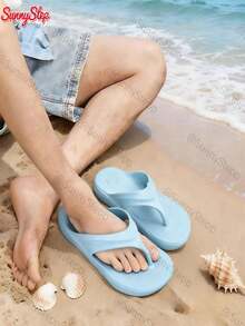 Sandalias dedo para hombre de suela elevada cómodas sin fatiga antideslizantes duraderas para looks casuales urbanos y paseos diarios - Neblina azul - Ver 1