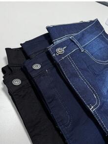 Kit 3 Men's Laicra Basic Casual Jeans With Dark + Medium + Stained Elastane - 白色 - 查看 3