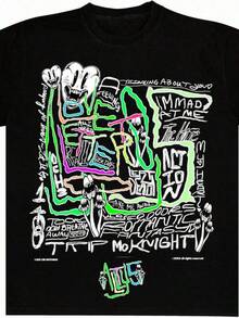 Camiseta de hombre con estampado de anime Trippie Redd Unisex-Adulto Estándar Allty5 Scribble Tee, Camiseta estampada para hombre - Camiseta gráfica de manga corta - Camiseta de moda de verano para uso casual en todas las estaciones. ‌ Moda de Verano, Ropa Casual, Estilo Urbano, Conjuntos para el Día a Día, Cómodo, Moderno, Estilo de Vida Activo, Clásico, Look de Verano Relajado, Regalo Ideal - Negro - Ver 1
