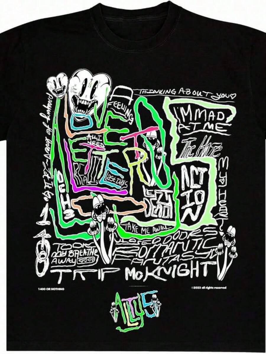 Camiseta de hombre con estampado de anime Trippie Redd Unisex-Adulto Estándar Allty5 Scribble Tee, Camiseta estampada para hombre - Camiseta gráfica de manga corta - Camiseta de moda de verano para uso casual en todas las estaciones. Moda de Verano, Ropa Casual, Estilo Urbano, Conjuntos para el Día a Día, Cómodo, Moderno, Estilo de Vida Activo, Clásico, Look de Verano Relajado, Regalo Ideal - Negro - Ver 1