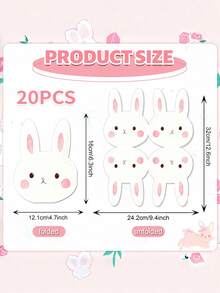 20张双层复活节兔子蛋胡萝卜造型一次性餐巾纸，横幅复活节派对兔耳朵纸巾，适用于生日、春季花园茶会等场合 - 彩色 - 查看 15