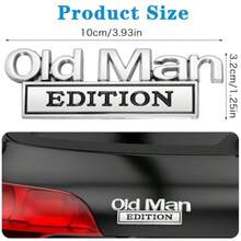 2Pcs Old Man Edition 3D Metal Emblem Zinc Alloy Fender Rear Tailgate Bumper Badge Bumper Decals Heavy Duty Automotive Stickers Compatible With Truck SUV Auto Accessories - 銀色 - 查看 2