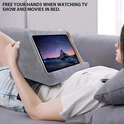 多功能阅读平板支架，可压缩至不同角度，适用于平板阅读、手机支架、可压缩平板枕，适合腿部、膝盖、沙发和床等多种用途。通用型手机平板支架，用途广泛，使用方便，是驼背人士的理想选择，也适合阅读书籍、桌面阅读、旅行、车载、家居、办公、露营等场合，是送给男士、女士和朋友的实用礼物。