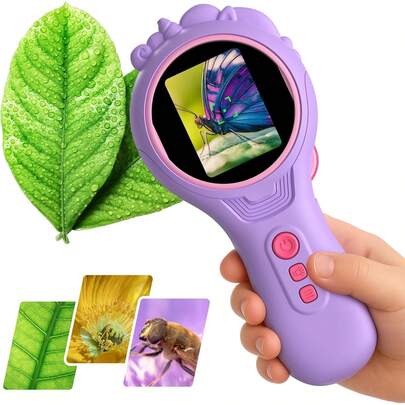 Microscope Kids 5-12, 5MP Digital Handheld Microscope With 4X Magnification, Pocket Portable Microscope Educational Science Toys Birthday Gifts Age 4 5 6 8 9 10 11 Girls