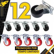 Jogo 12 Rodízios 1.1/4 E 1.1/2 Giratório 360 Graus Mesas Cadeiras Móveis Bancada Resistente Silencioso Premium - CARGA PESADA 1.1/2 VERMELHO - Visão 1