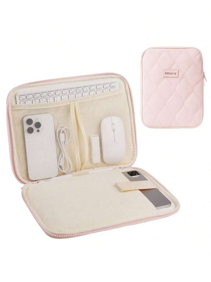 DANYCASE 11英寸平板电脑保护套，加厚防震平板电脑内胆包，适用于iPad等平板电脑 - 淺粉 菱格款 - 查看 1