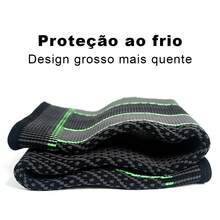 Joelheira de Compressão Ortopédica Meia Térmica Alivio da Dor Absorve Suor Estimula Circulação Fitness Ciclismo Crossfit - VERDE PRETO - Visão 8