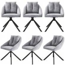 Modern Swivel Chair In Grey Velvet, Elegant And Comfortable, Made Of Breathable Velvet, With An Ergonomic Design. Set Of Six Chairs. - Grey - View 5