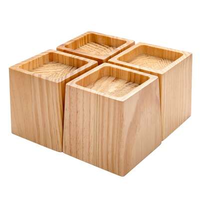 Wood Bed Risers 4 Inch, Solid Wood Heavy Duty Furniture Lifts, Non-Slip Wooden Risers For Bed, Sofa, Desk, Couch & Table, 4 Pack, Up To 2200 Lbs