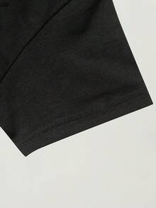 [Unicórnio|Algodão] Camiseta feminina de algodão | Estampa colorida de unicórnios e letras | Confortável e casual, gola redonda, mangas curtas - Preto - Ver 5