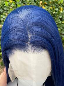 13x4 Synthetic Lace Front Wig, 26 Inches Long Straight Hair, Smooth Silky Texture, 150% Density, Navy Blue - Multicolor - View 8