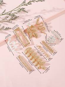 1pc Women's Sparkling Crystal Pearl Leaf & Flower Snake-Shaped Square Brooch - Multicolor - View 4