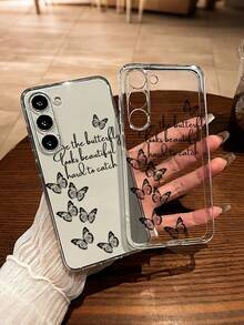 Butterfly Painted Transparent Minimalist Fashion Creative Shockproof Phone Case Compatible With IPhone 17/17Pro/17ProMax, 16/11/16Pro/16Plus/16ProMax/16E/15ProMax/13/14/12/XS/XR/7G/8P, Galaxy S25/S25Plus/S25 Ultra/A16/A36/A26/A56/A50/A12/A32 - Multicolor - View 8
