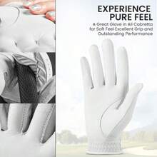 FINGER TEN Women's Golf Glove Left Hand With Ball Logo, 1pc, Soft PU Material All-Weather Grip Glove, Enhance Sports Performance, Color: Pink White, Size: Small Medium Large Extra Large - White - View 4