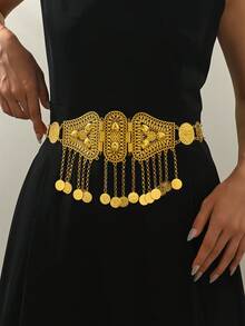 Luxury Gold Color Waist Chain, Middle Eastern Fashion Waist Belt, Wedding Dress Waist Accessory, Seasonal Outfit Decor - Gold - View 1