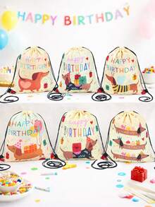 6个腊肠犬生日背包，趣味腊肠犬幼犬礼品袋，腊肠犬主题组合袋，生日派对礼品，包装袋，产品包装，生日装饰，婴儿派对装饰，性别揭晓派对装饰，一周岁生日派对用品，生日装饰，宠物爱好者的最佳礼物背包 - 臘腸狗-生日 - 查看 4